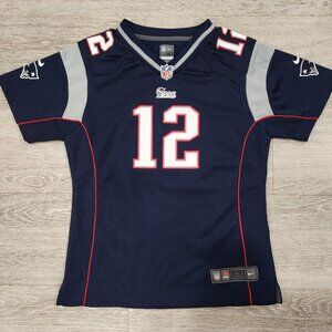 Nike NFL On Field New England Patriots Tom Brady #12 Blue Jersey Youth L 14
